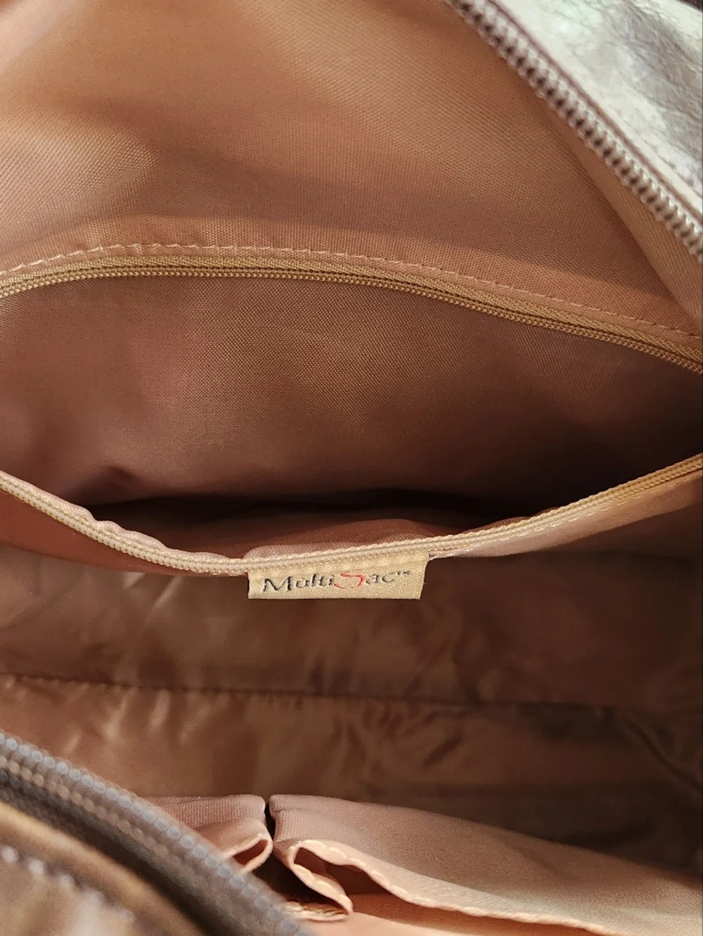 MultiSac Brown Nia Large Shopper Shoulder Purse Bag Faux Leather Nwt - Picture 8 of 15